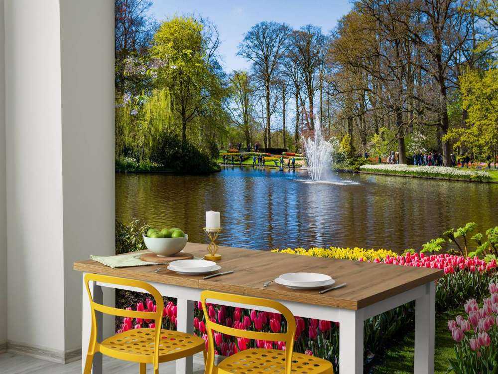 Het Keukenhof park met tulpen