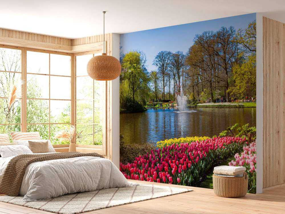 Het Keukenhof park met tulpen