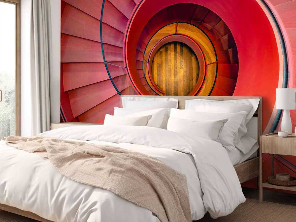 Spiraalvormige rode trap