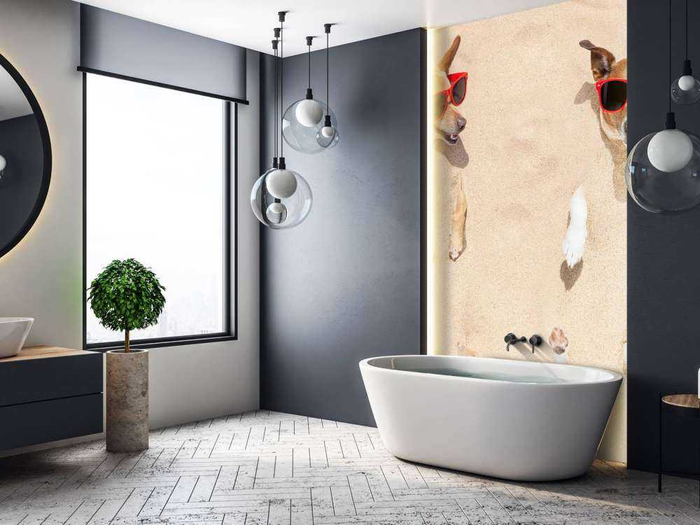 Ingegraven honden op het strand