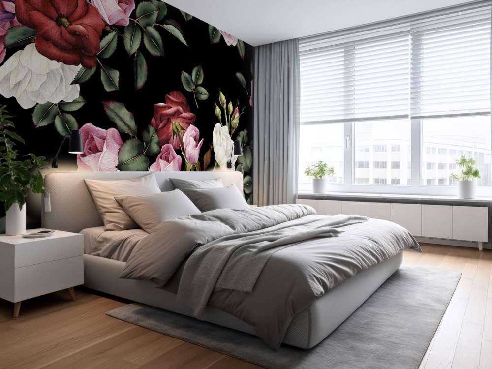 Rozen print met donkere achtergrond