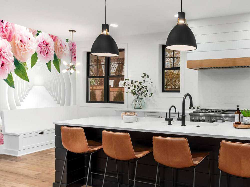 Tunnel met pioenrozen