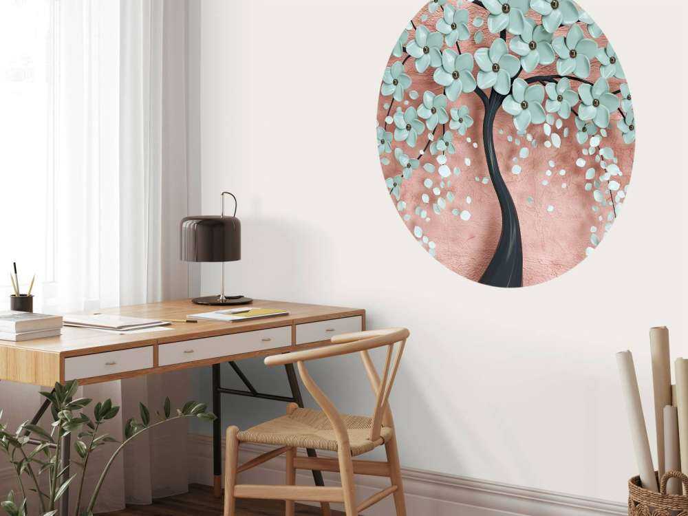 Zwarte fantasieboom met mintkleurige bloemen