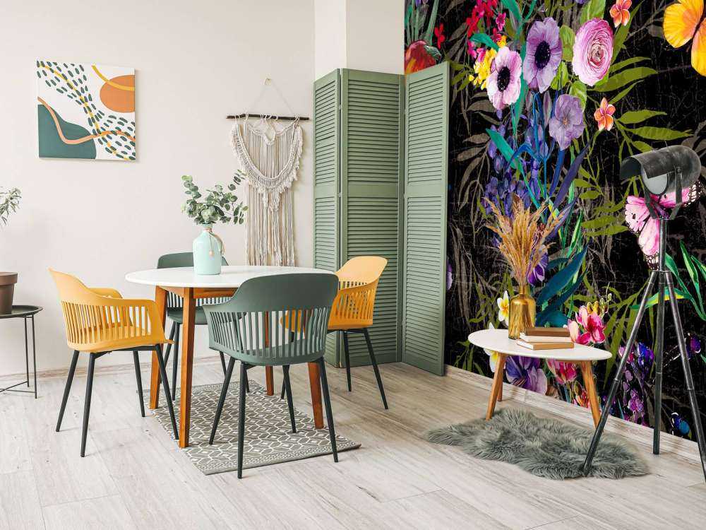 Bloemen design met een zwarte achtergrond