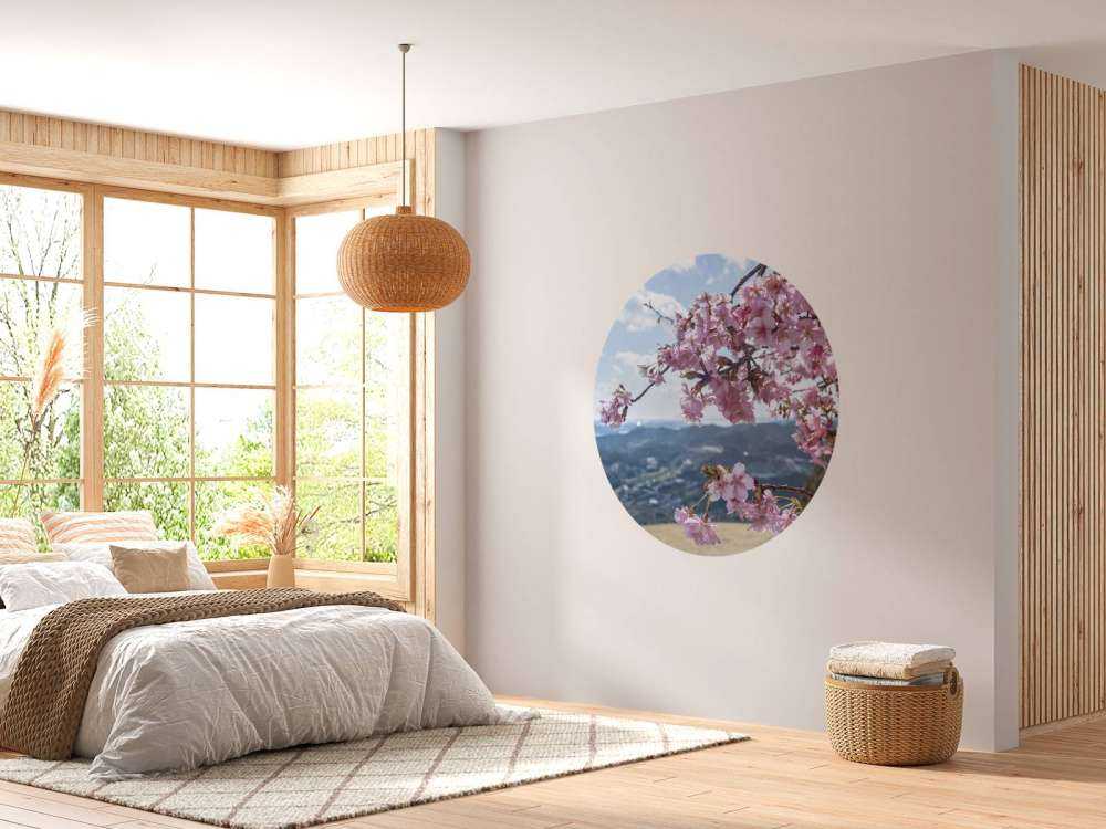 Japanse bloesems met bergen