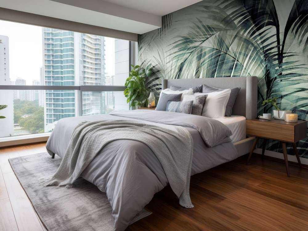 Tropical retreat palm jungle green