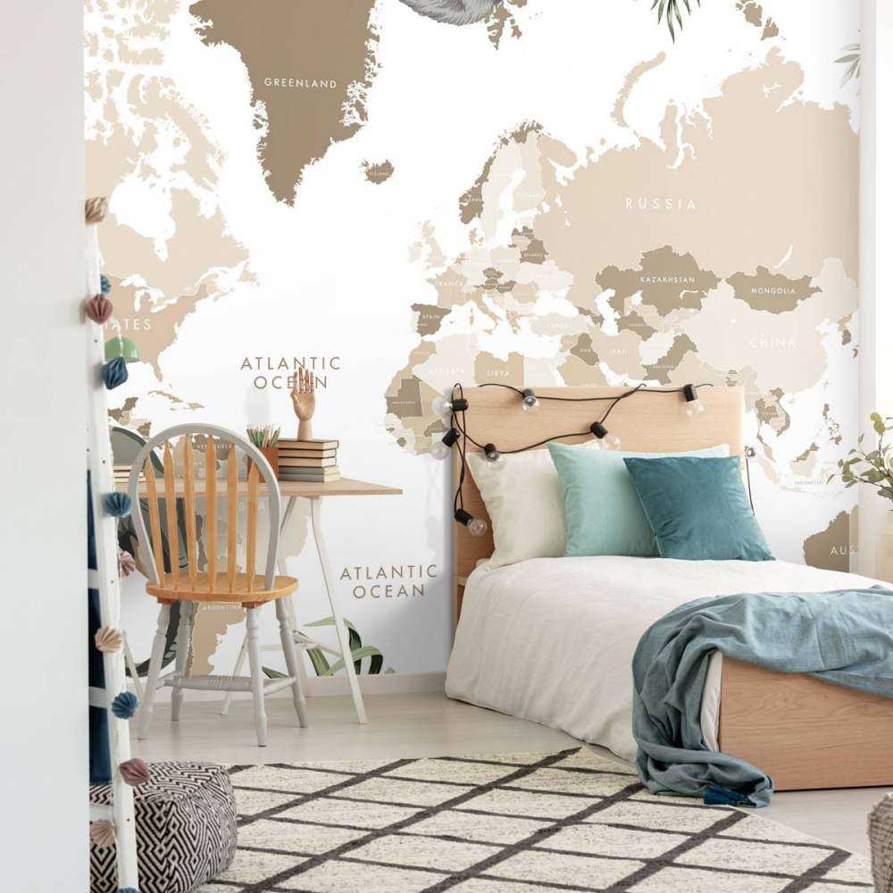 Wereldkaart met jungle dieren