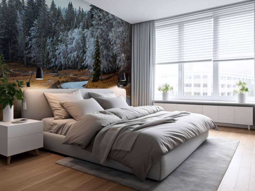 The road and the frozen trees