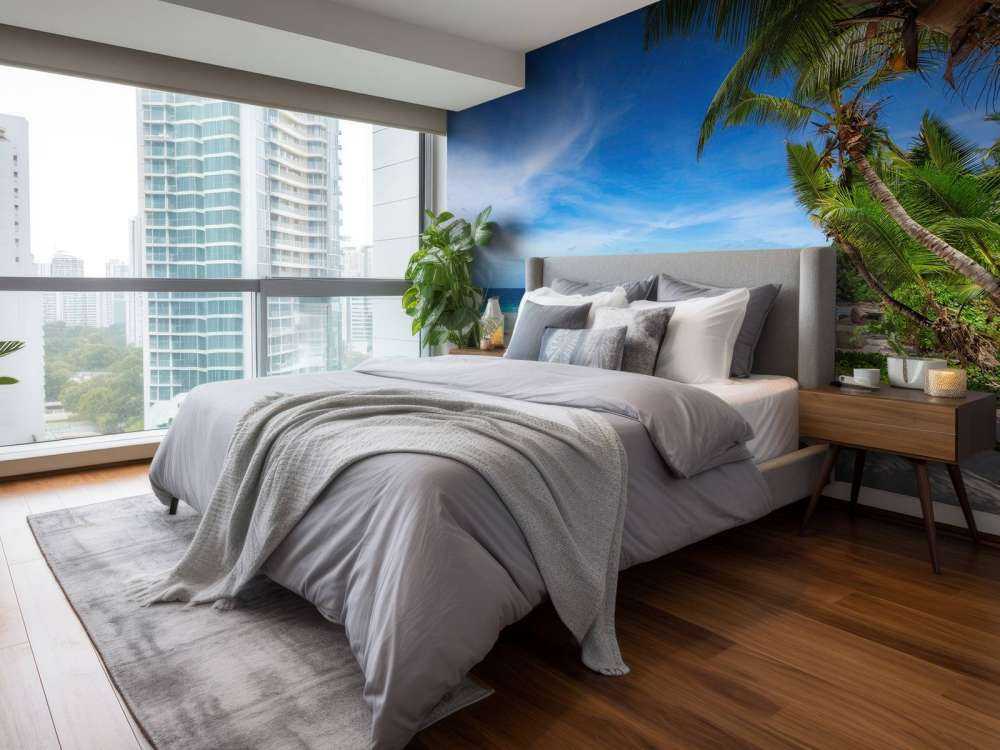 Tropisch strand met palmboom