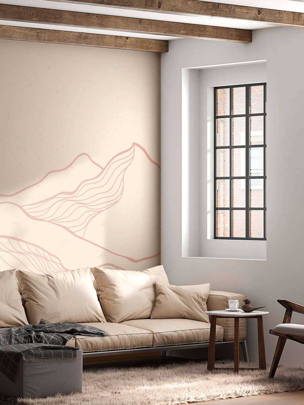 Geïllustreerde roze bergen landschap