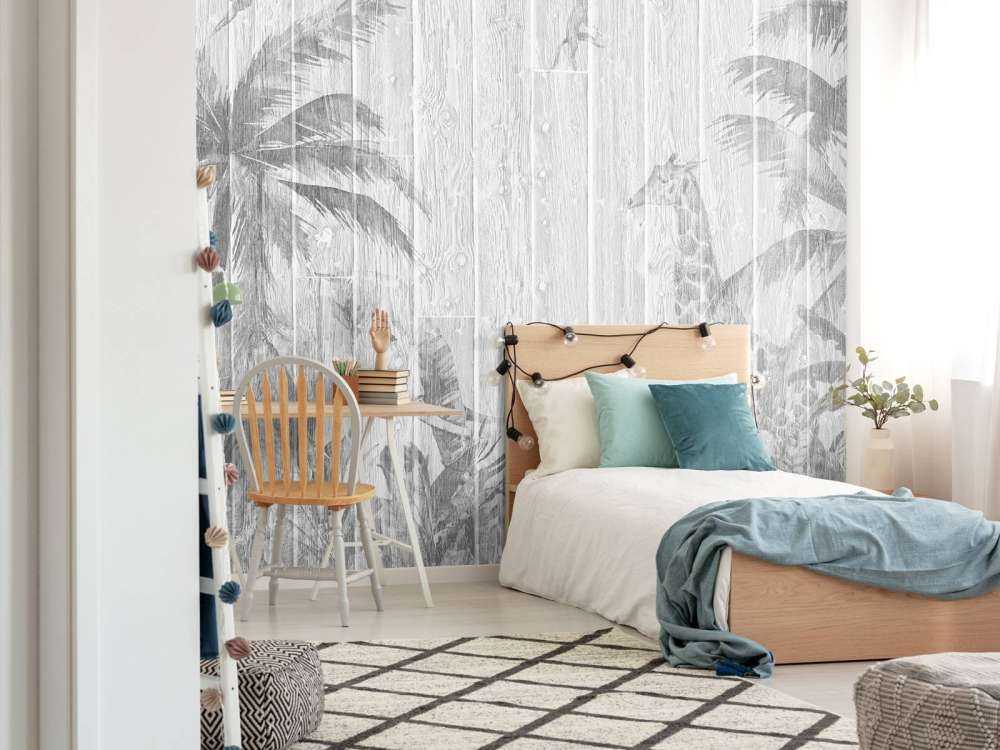 Vrolijke jungle dieren op hout