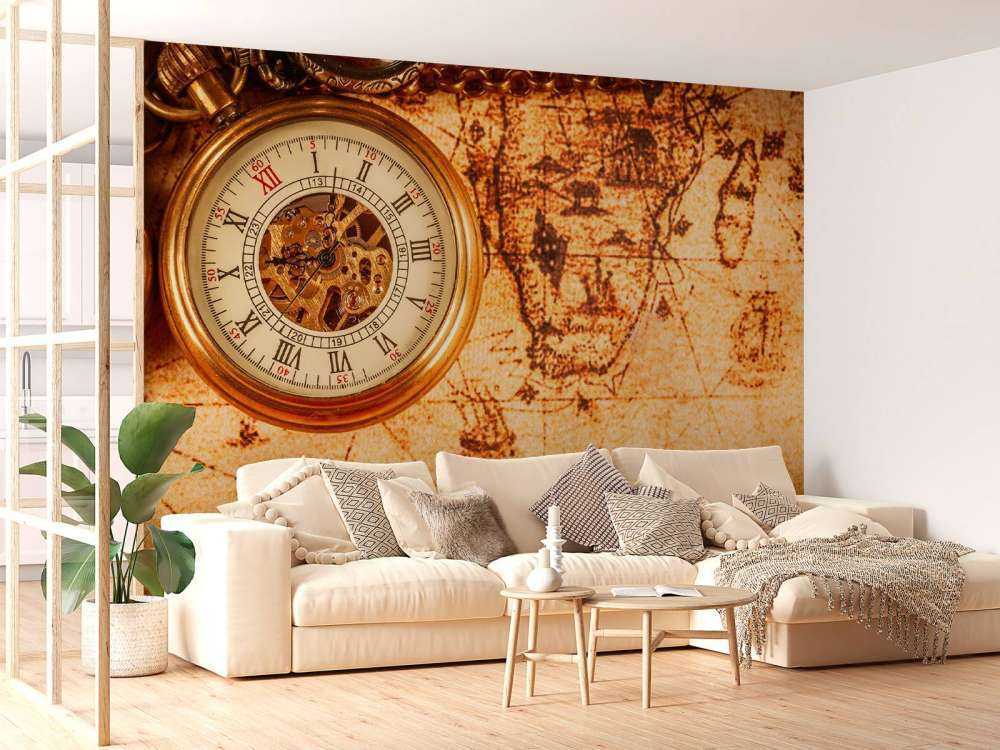 Zakhorloge op een wereldkaart