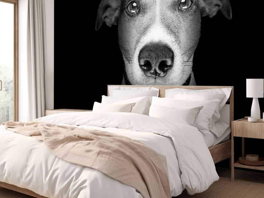 Jack Russel met een zwarte achtergrond