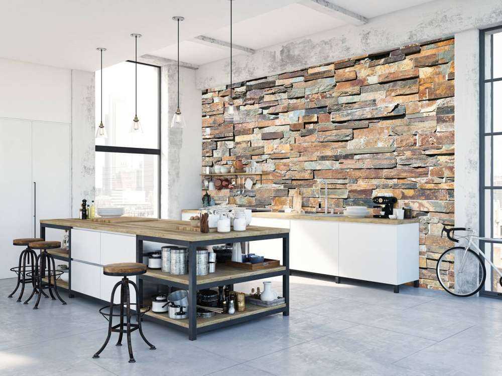 Kleurrijke stenen sierwand