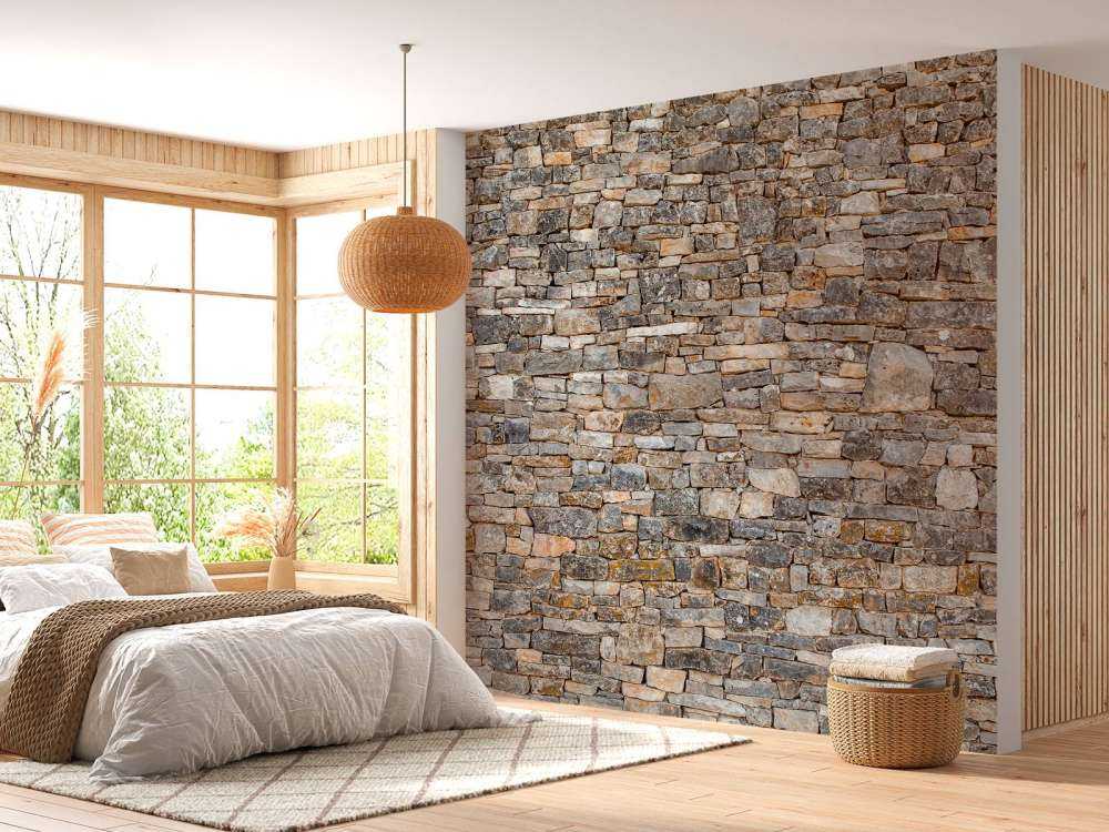 Muur van kleurrijke keien