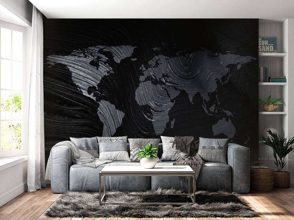 Wereldkaart op een palmblad