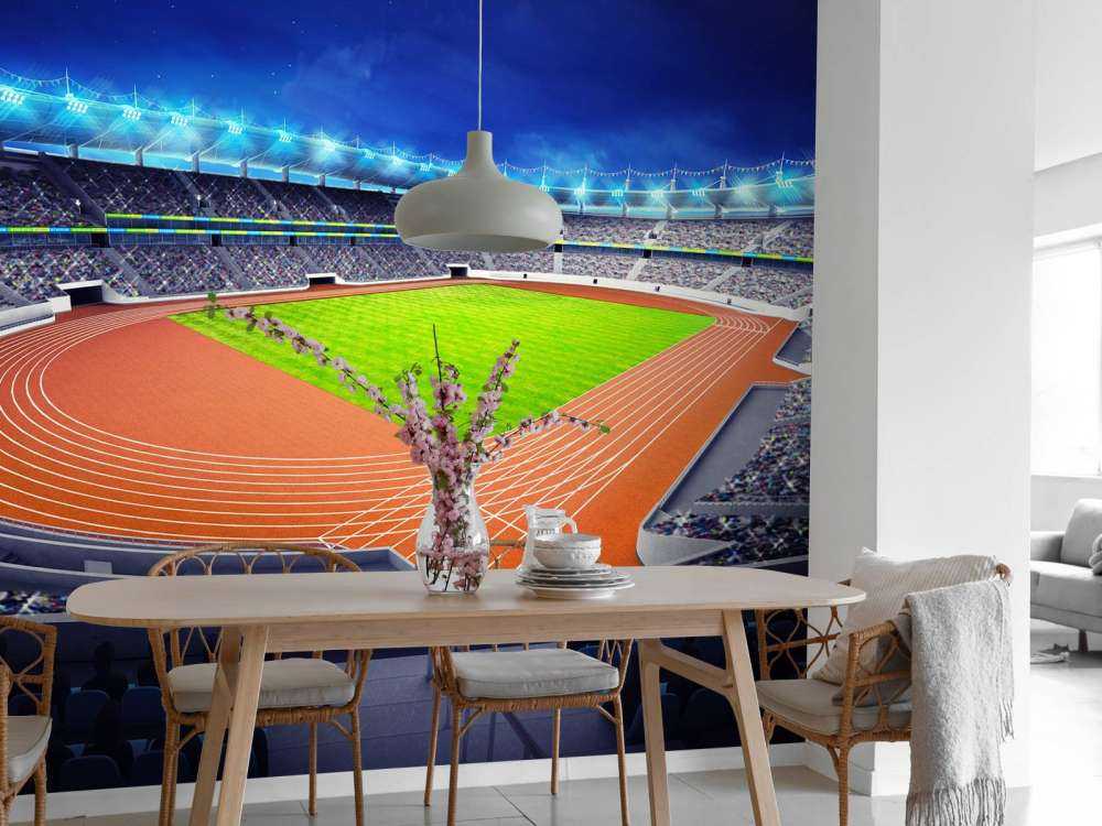 Atletiekstadion in de avond