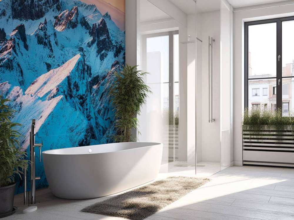 Zonsopkomst over besneeuwd bergmassief