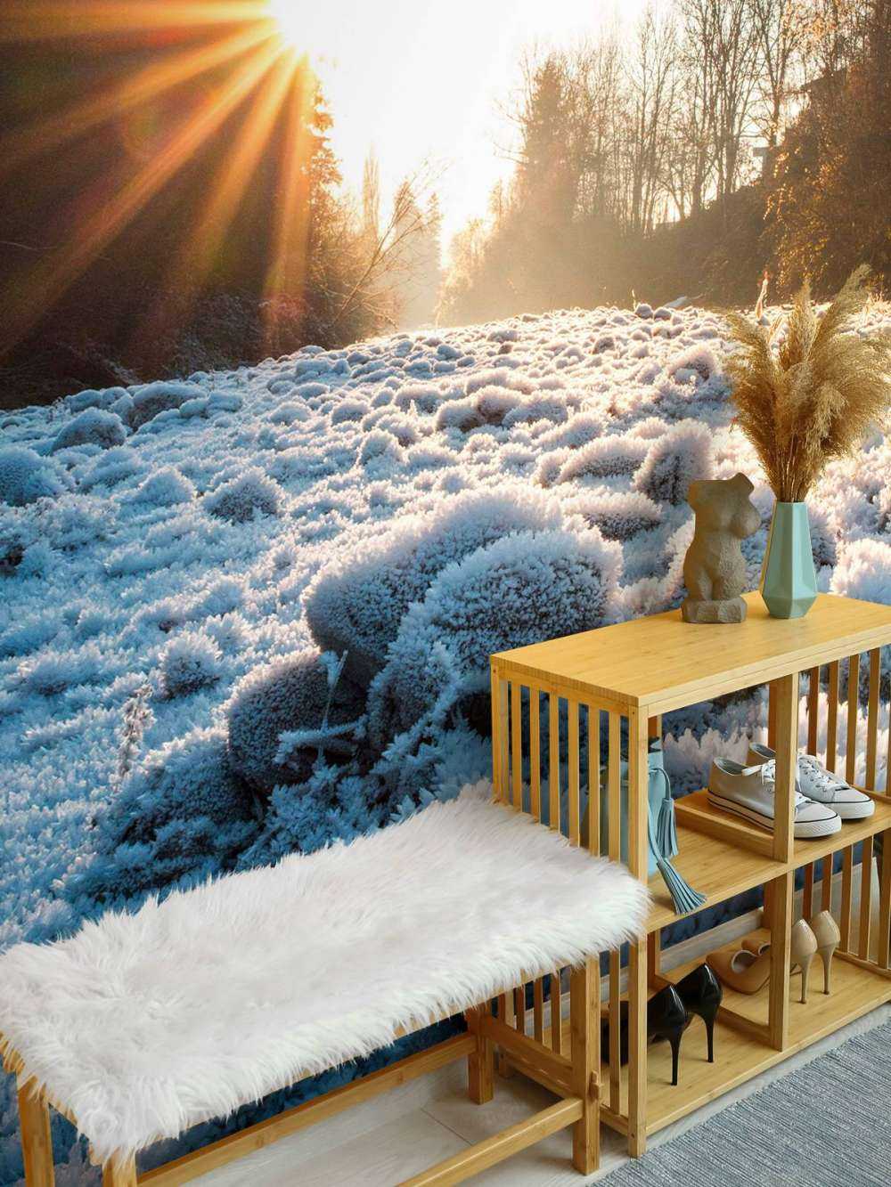 Ijzige ochtend in winterbos