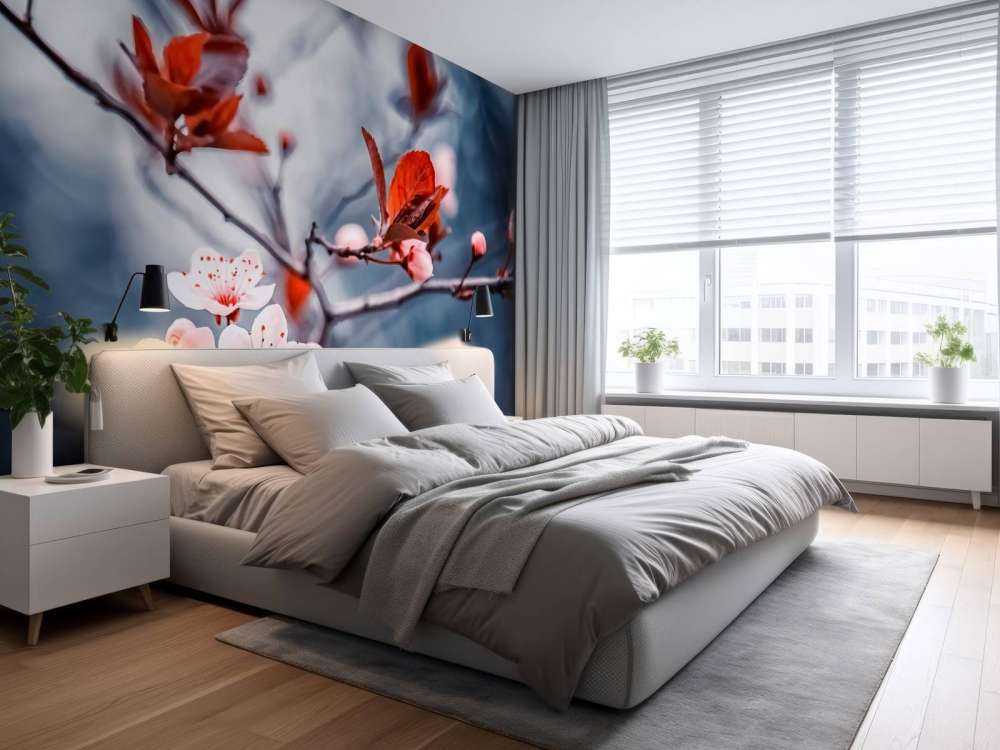 Kersenbloesem met roodbruine blaadjes