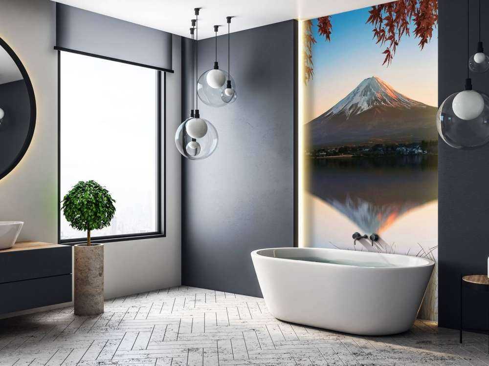 Herfstlicht over bergmeer Fuji