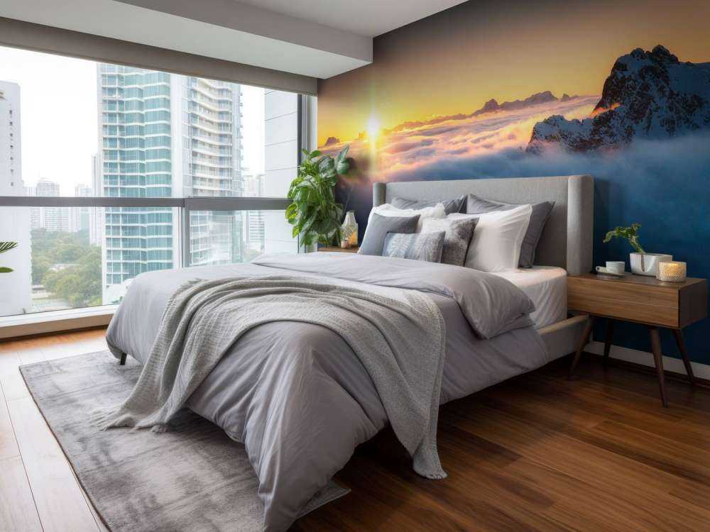 Zonsopkomst boven wolkenzee en bergtoppen