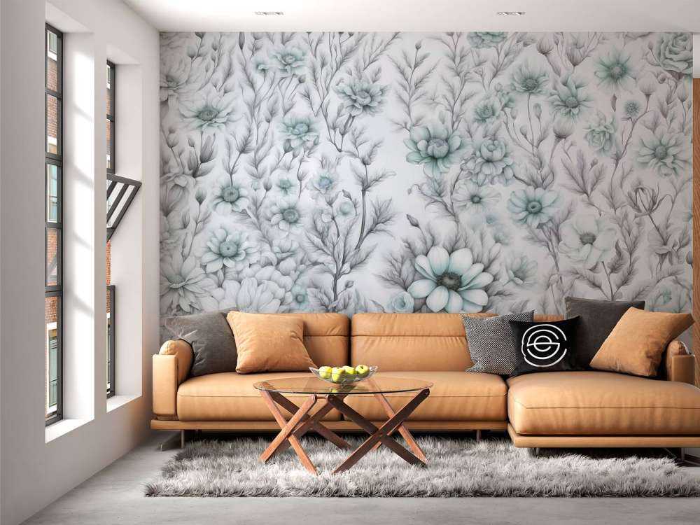 Floral romantic wall Blue