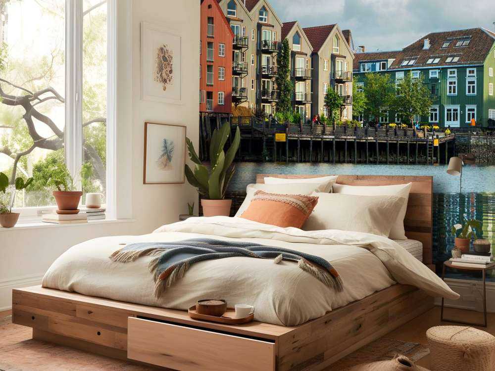 Kleurrijke Huizen Aan Waterkant