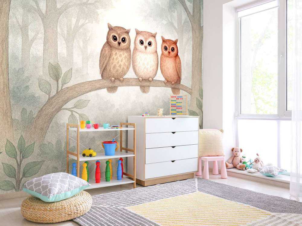 Drie uiltjes in het bos