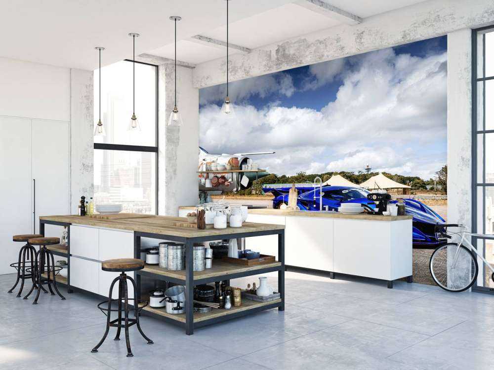 Futuristische supercar op vliegveld