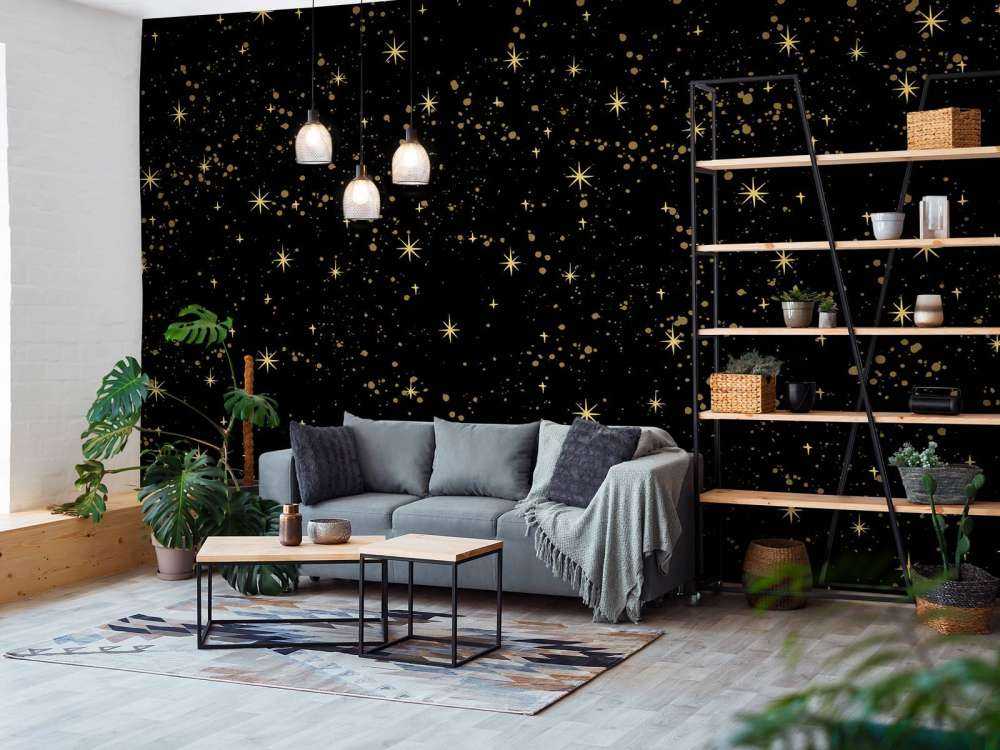 Gouden sterrenhemel op zwart