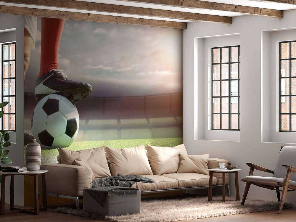 Stadion met voetballer