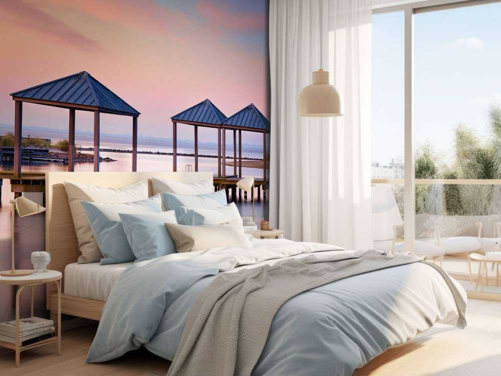 Zwemsteiger bij zonsopkomst