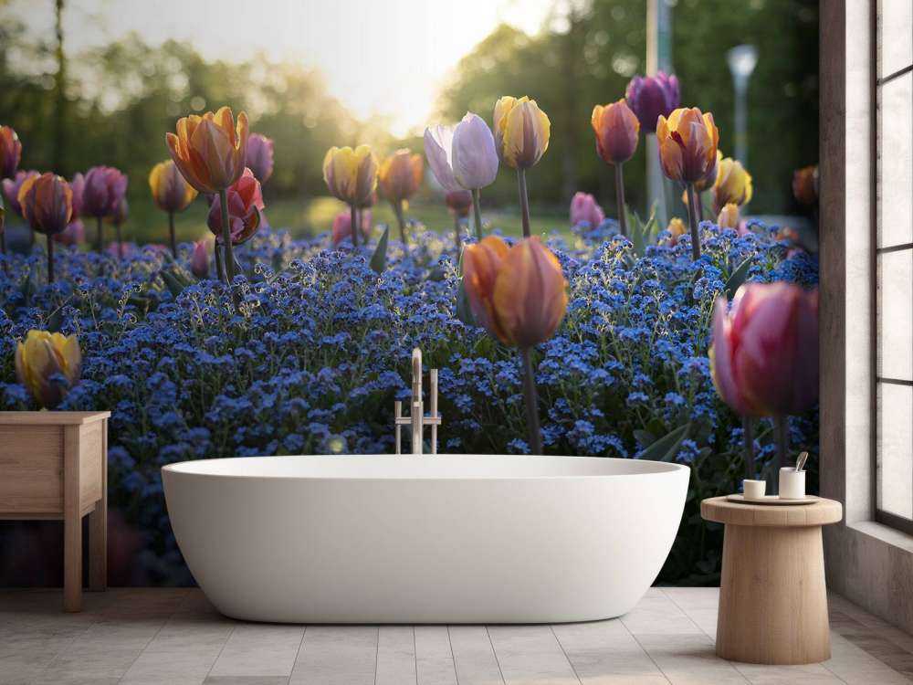 Vrolijk tulpenveld
