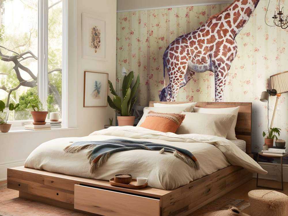 Giraffe in de woonkamer