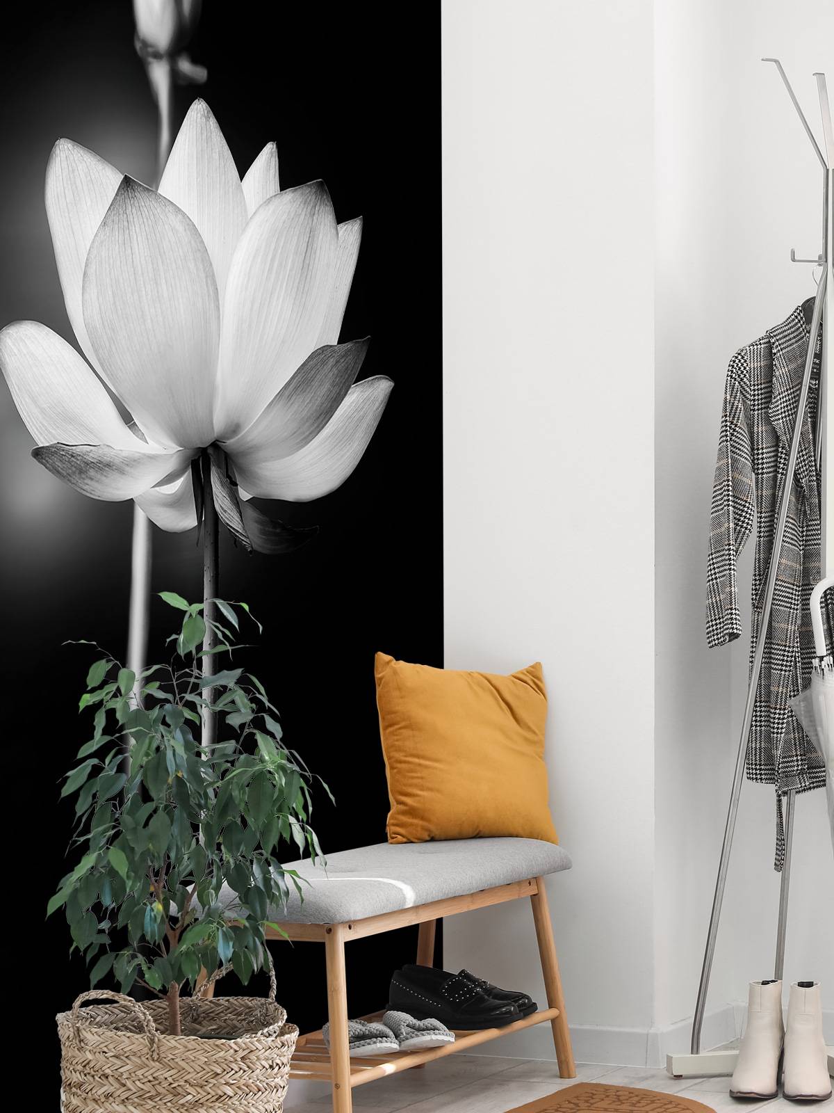 Lotusbloemen zwart-wit