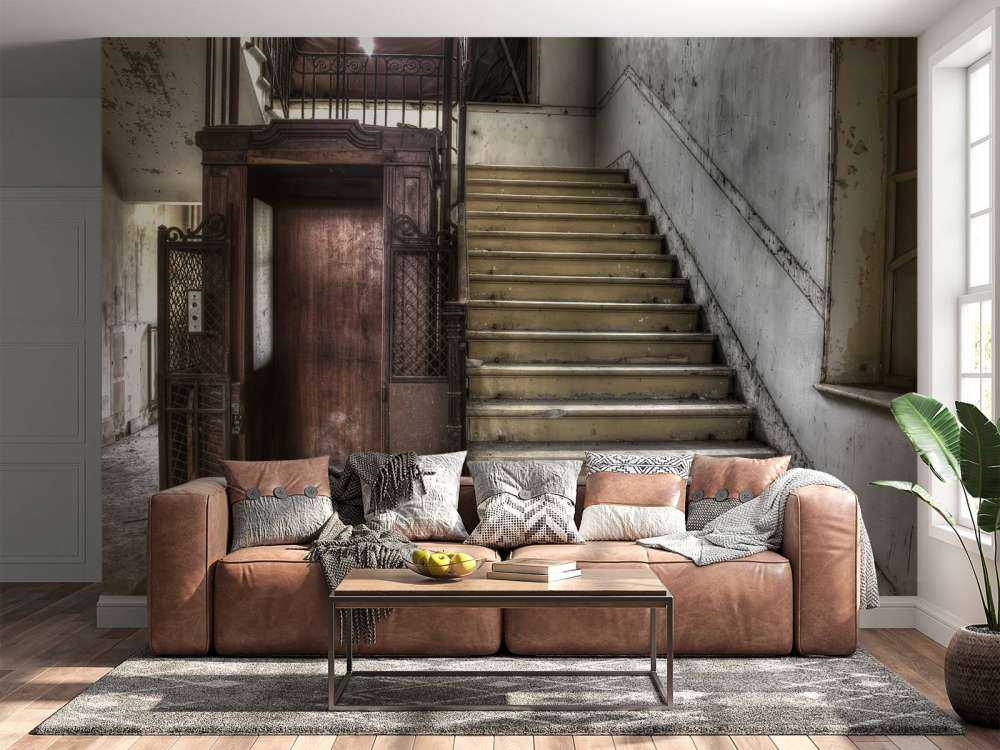 Verlaten houten kooilift