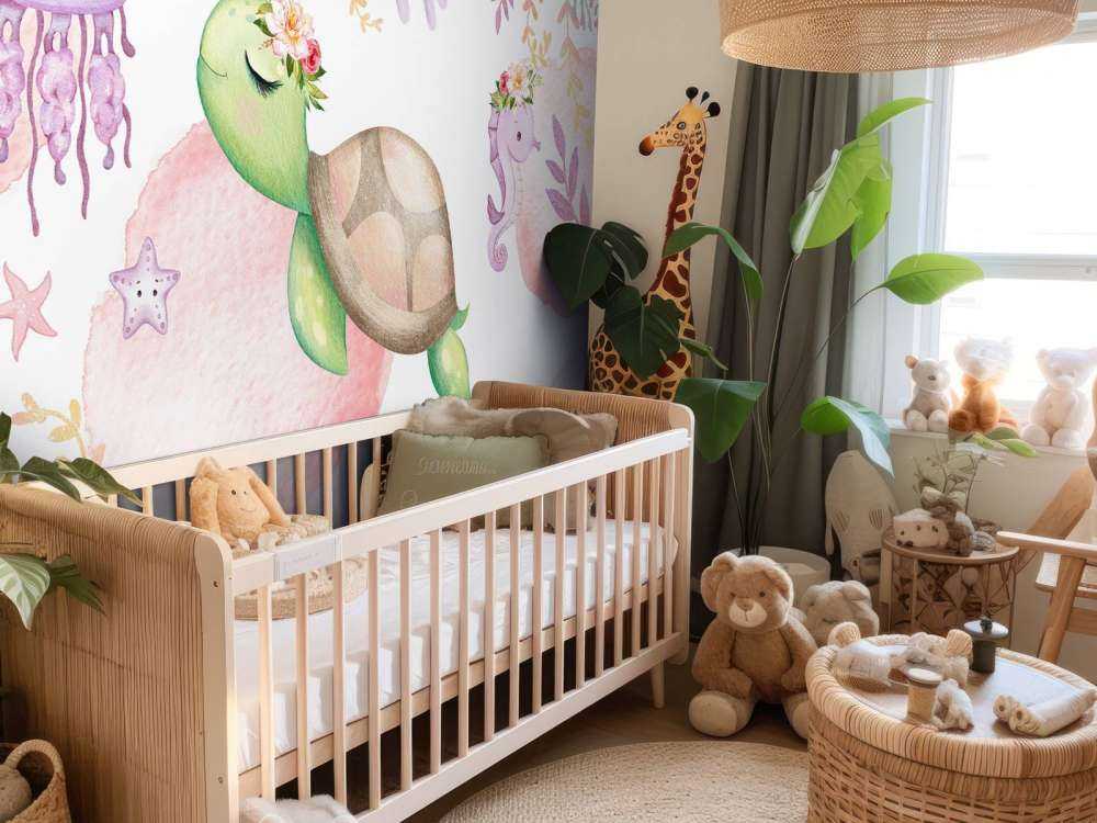 Roze zeebodem babykamer