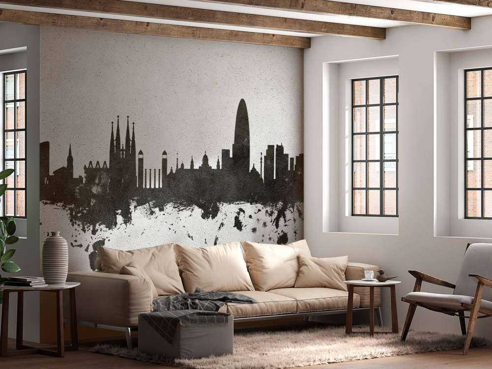 Waterverf skyline, Barcelona