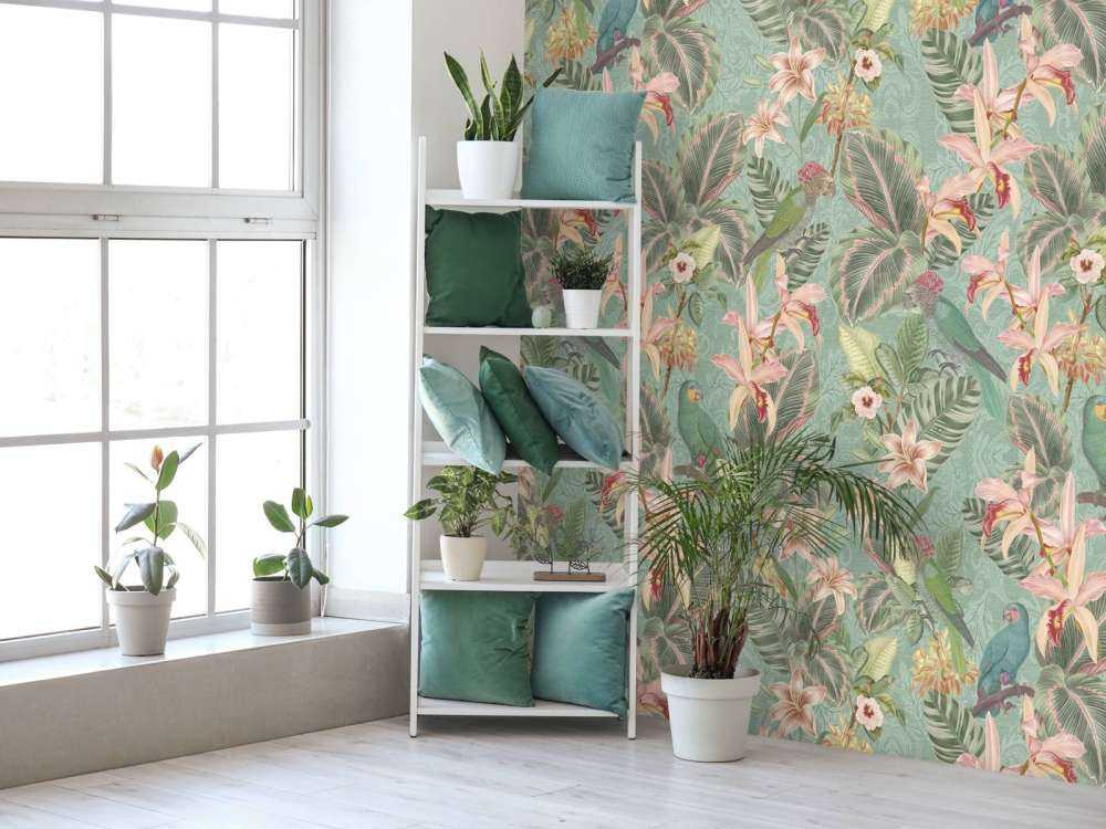 Tropische Jungle vogels & papegaaien - mint groen