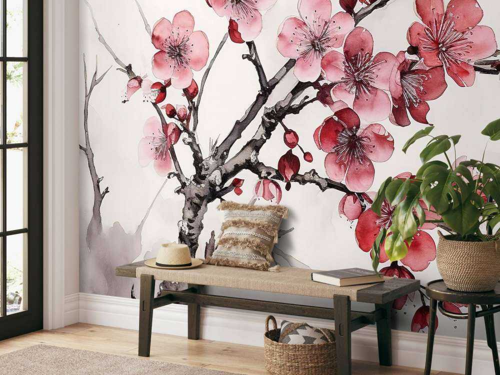 Ink Cherry Blossoms Branches #6