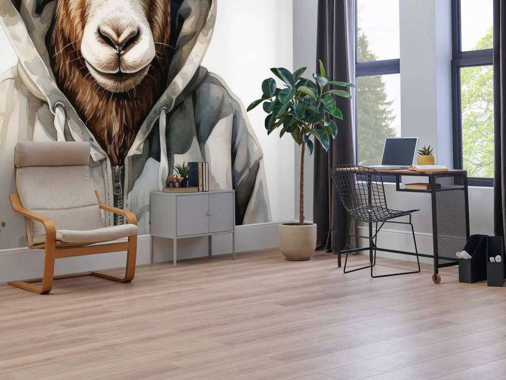 Watercolor Cartoon Goat in a Hoodie