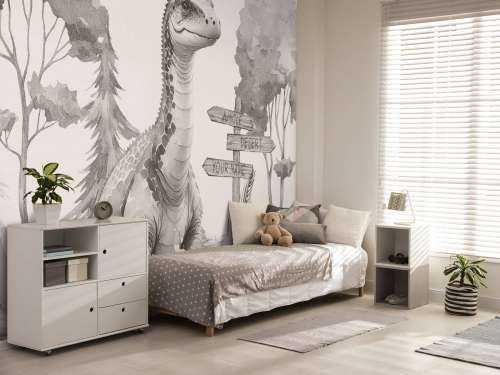 Baby brachiosaurus in de jungle beige