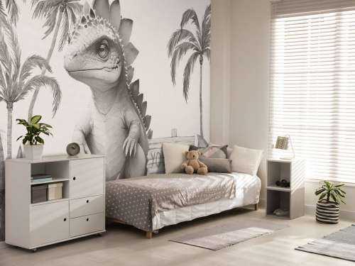 Baby stegosaurus in de jungle beige