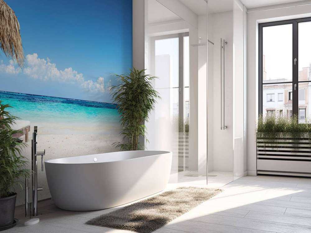 Stoelen en parasol op tropisch strand