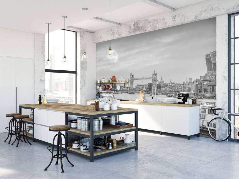 Stadsgezicht van Londen in zwart-wit