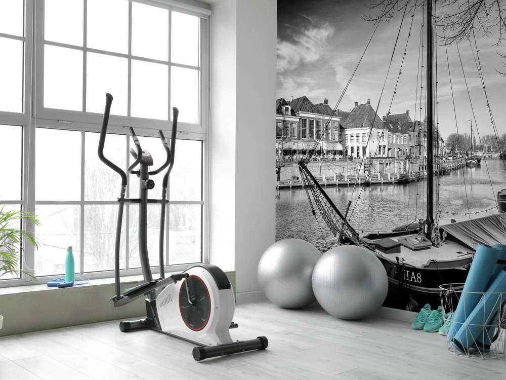 Historische vrachtschepen aangemeerd in Dokkum Friesland 