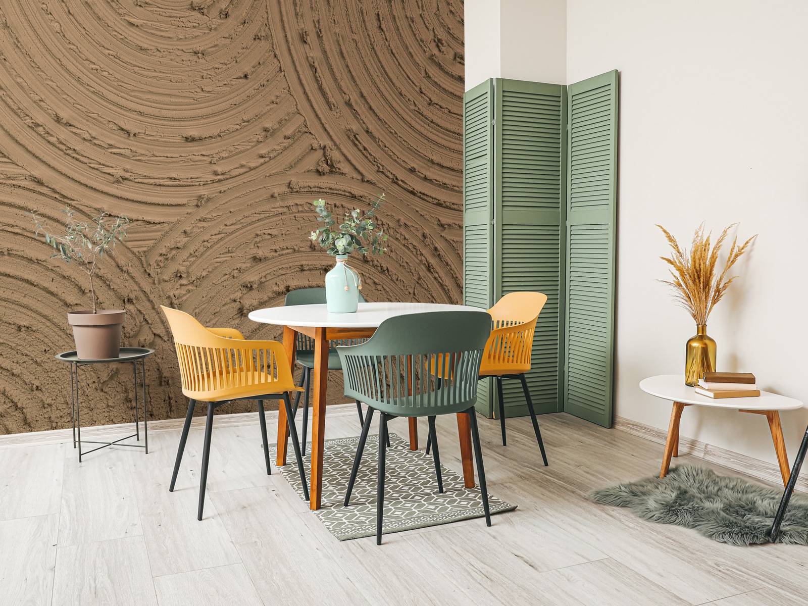 Zen cirkels grove structuur in goud bruin