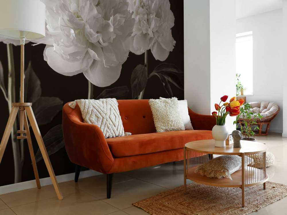 Drie witte pioenrozen