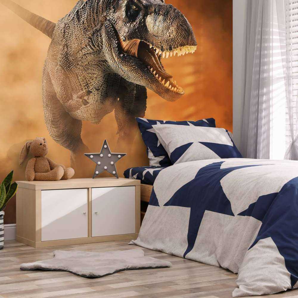 Tyrannosaurus lopend door de rook